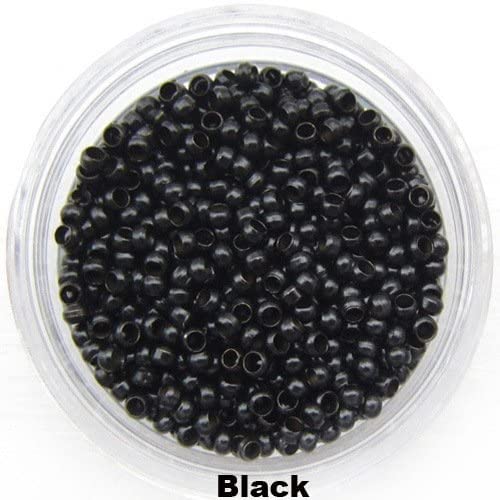 Funyn Nano Copper Micro Rings Dreadlock Beads Microlink Nano Micro Tube Ring for Tip/Ring Hair Extensions Link Hair Tools Accessories (#1 Black) - Image 2