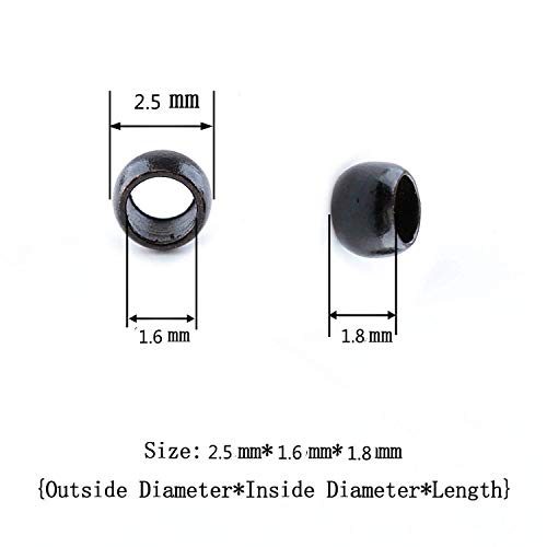 Funyn Nano Copper Micro Rings Dreadlock Beads Microlink Nano Micro Tube Ring for Tip/Ring Hair Extensions Link Hair Tools Accessories (#1 Black) - Image 5