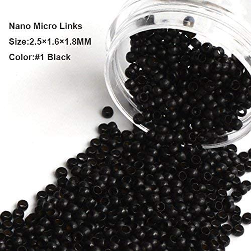 Funyn Nano Copper Micro Rings Dreadlock Beads Microlink Nano Micro Tube Ring for Tip/Ring Hair Extensions Link Hair Tools Accessories (#1 Black) - Image 3
