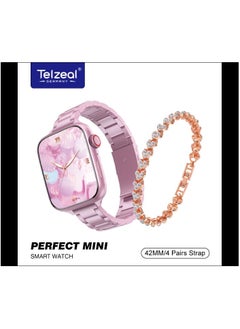 Telzeal Telzeal Pefect Mini 42 MM Ladies Smart Watch With 4 Pair Straps Diamond Bracelet and Wireless Charger Black  - Image 2