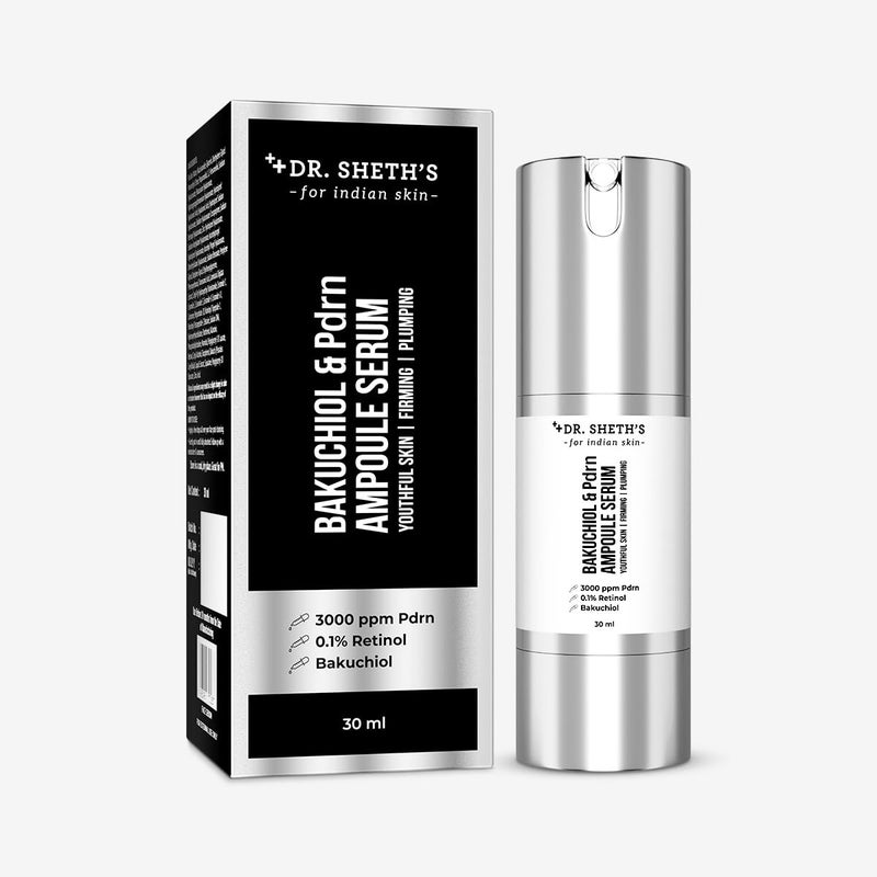 Dr. Sheth's Dr Sheths Bakuchiol Pdrn Ampoule Serum 3000 PPM PDRN 01 Retinol Firms Plumps Skin Reduces Fine Lines Wrinkles Improves Skin Texture NonIrritating For Men Women All Skin Type 30 ml - Image 1
