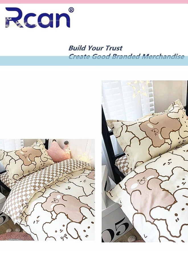 Rcan 3 Piece School Season Duvet Cover Set College Style Cartoon Print Kids Bedding Quilt Cover Sheet Pillow Covers Set for Dormitory Single Bed Children's Bed for Boys Girls 150x200cm/ 59x78.7In  - Image 4
