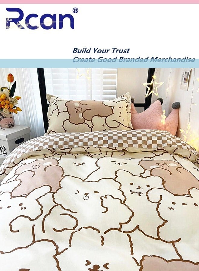 Rcan 3 Piece School Season Duvet Cover Set College Style Cartoon Print Kids Bedding Quilt Cover Sheet Pillow Covers Set for Dormitory Single Bed Children's Bed for Boys Girls 150x200cm/ 59x78.7In  - Image 2