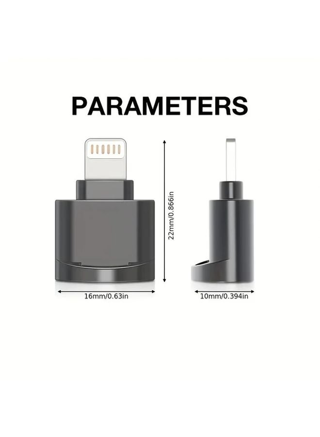 Silvery OTG External Memory Card Reader For iPhone 14 13 12 11 iPad SD TF Mini Storage Expansion Adapter - Image 3