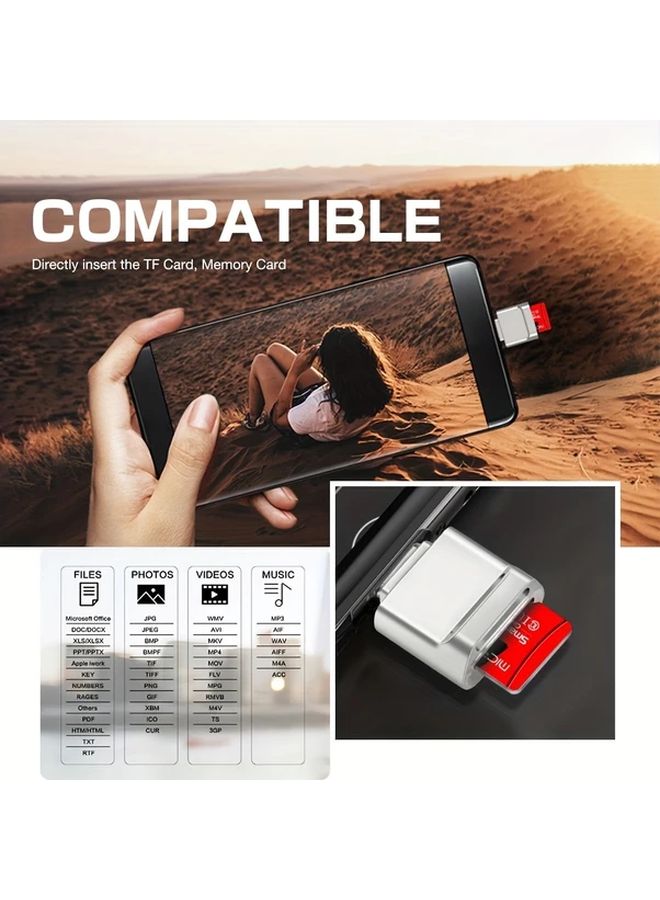 Silvery OTG External Memory Card Reader For iPhone 14 13 12 11 iPad SD TF Mini Storage Expansion Adapter - Image 5