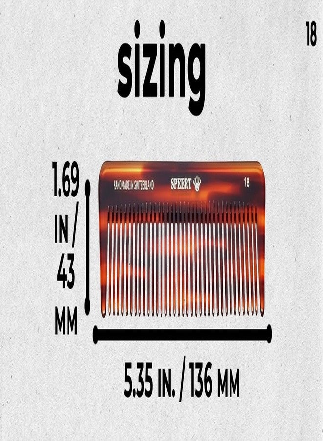 Speert #18 Handmade Wide Tooth Comb Tortoise Havana Acetate Thick Coarse Curly Detangling Parting Grooming Teasing Hair Styling Hairdresser Barber Hairdressing Wet Dry Pocket Travel Women Men Kids - Image 3