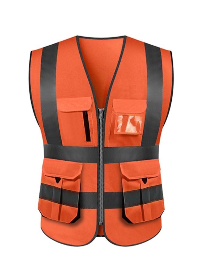 NIBEMINENT High Visibility Reflective Safety Work Vest With Multiple Pocket Red/Black M - Image 1
