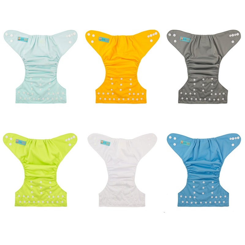 ALVABABY Baby Cloth Diaper 6 Pack with 12 Inserts One Size Cloth Diaper Covers Adjustable Washable Reusable for Baby Girls and Boys - Image 2