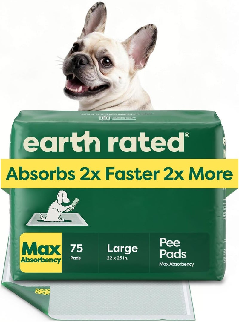 إيرث ريتد Earth Rated وسائد تدريب الكلاب للجراء، أقصى امتصاص أسرع مرتين وأكثر، حماية من 5 طبقات مانعة للتسرب، التحكم في الرائحة مع جاذب، بدون عطر، L، 56 × 58 سم، 75 عبوة - Image 1