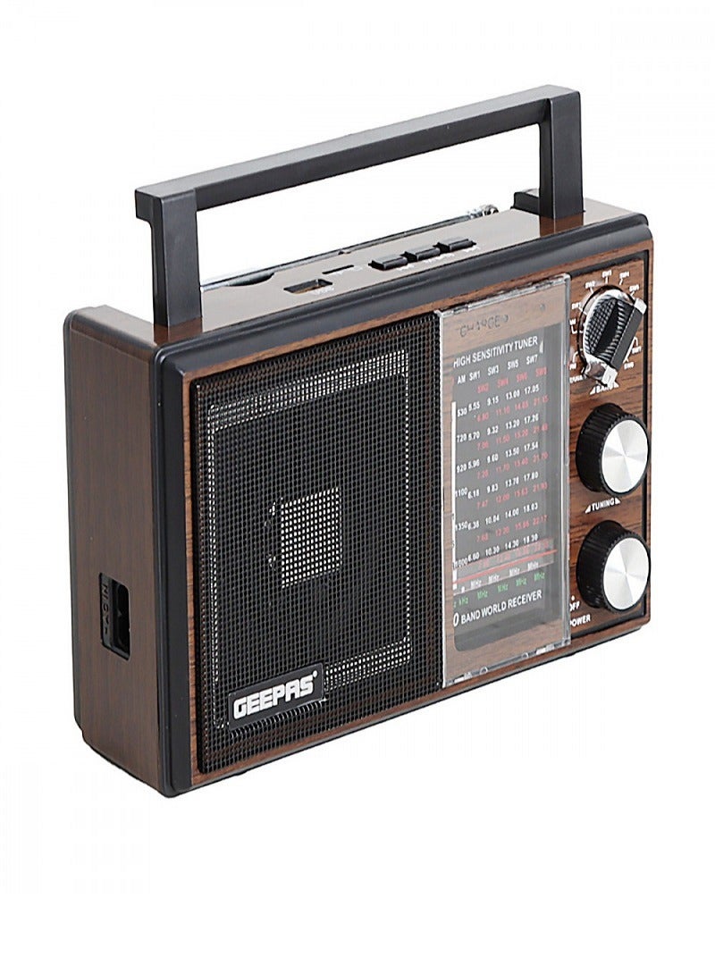 GEEPAS Geepas GR6842 Rechargeable Radio - BT/USB/SD /TF Music Player, Bluetooth Speaker, Lightweight Portable FM Radio, 10 Band Radio, Stylish Retro Design  - Image 3