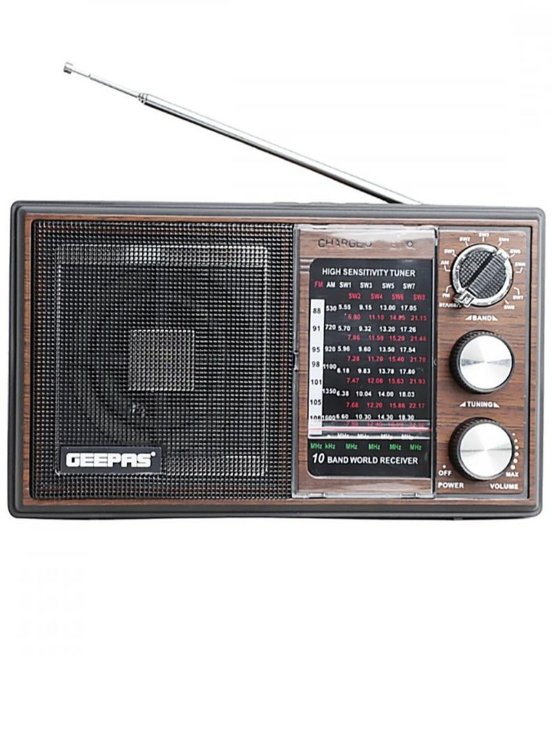 GEEPAS Geepas GR6842 Rechargeable Radio - BT/USB/SD /TF Music Player, Bluetooth Speaker, Lightweight Portable FM Radio, 10 Band Radio, Stylish Retro Design  - Image 2