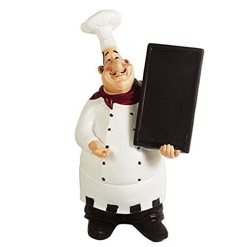 KiaoTime 98915HB Italian Chef Figurines Kitchen Decor with Chef Chalkboard Counter Top Chef Figurine Collectible Kitchen Chef Decor Statue - Image 1