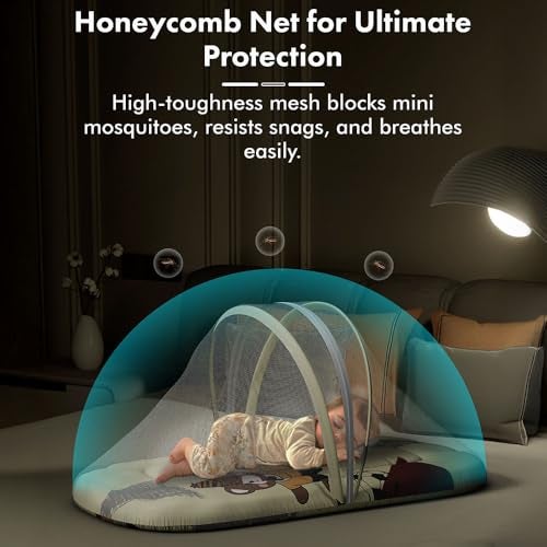 StarAndDaisy 3 in 1 Baby Mosquito net for Sleeping - Newborn, Infant Mosquito net for Baby/Soft and Comfortable Bed for 0-12 Months/Washable Cotton Design -Teddy Print - Image 4