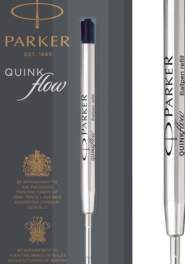 PARKER QUINKflow Ballpoint Pen Ink Refill, Medium Tip, Black - Image 2