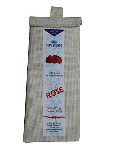 suvasane Suvasane Rose Fragrance Pure Natural Agarbatti with no Charcoal No Added Chemicals Natural and Herbal 24 Sticks Reddish Brown 9 Sticks in Jute Bag  - Image 1