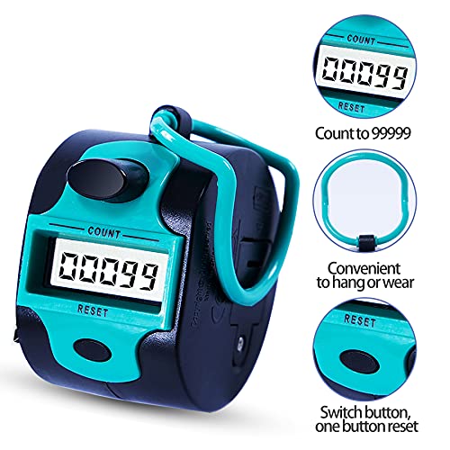 TESEAS Handy Counter Click Manual Digital clicker Stitch Tally Counters Finger Mechanical Palm Handheld Pitch 5-Digit Electronic Display Click Number Counter for Row, People, Golf,Crochet,Lap&Knit (4pack) - Image 2