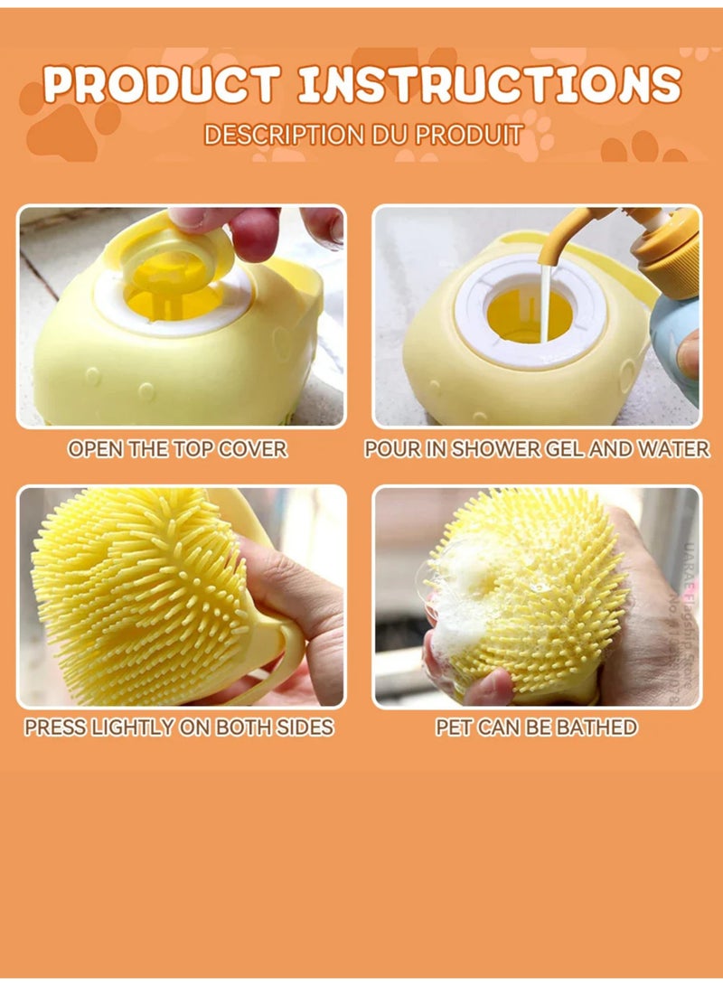 Soft Silicone Massage Body Brush with Shampoo Tank - Yellow Color - Image 4