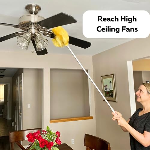 Evelots Ceiling Fan Blade Brush Cleaner - Long Extension Pole - Brush Both Sides at The Same Time - Scratch Resistant Microfiber Feather Cobweb Duster - Extra Long with Reach up to 9 Feet - Image 4