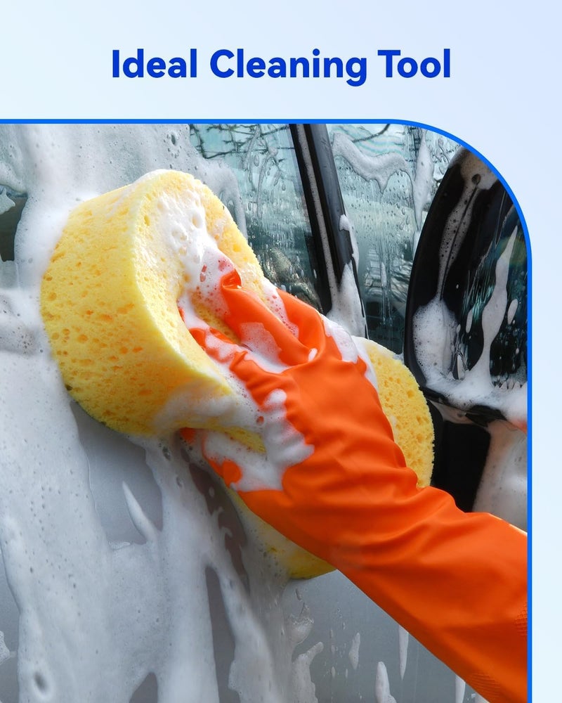 TERRIFI Super Absorbent Car Wash Sponge - Extra Large Durable Foam Scrubber for Car Cleaning, Kitchen & Bathroom - Non-Scratch Thick Easy Grip Multi-Purpose Cleaning Sponge - Image 3