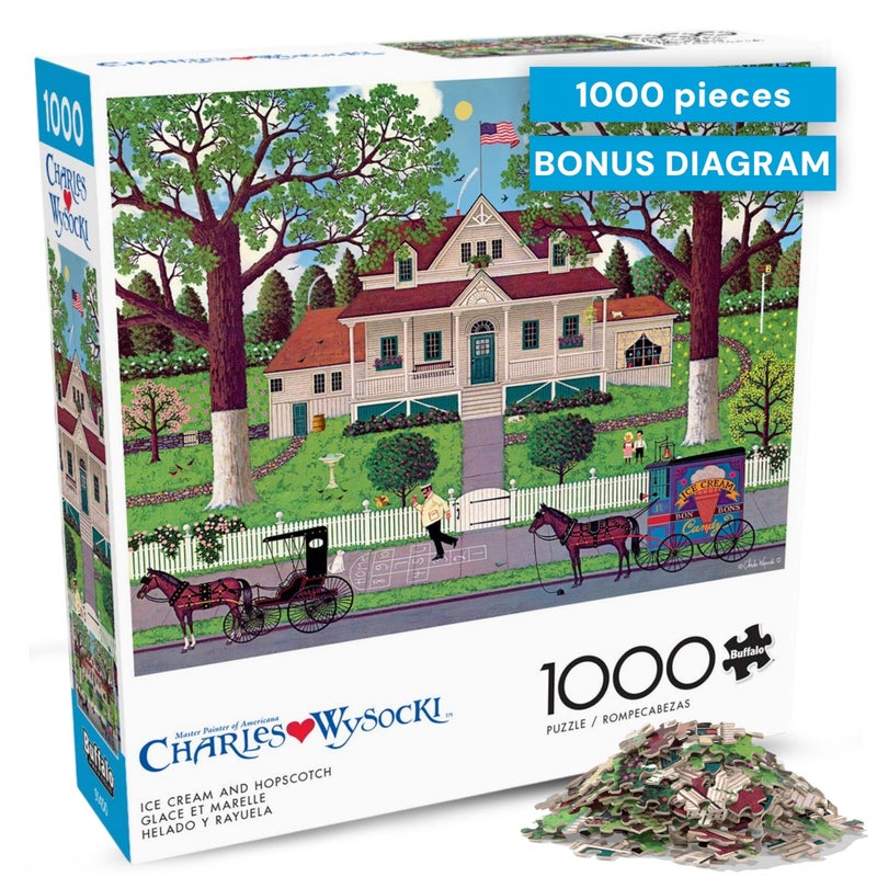 Buffalo Games Ice Cream and Hopscotch Jigsaw Puzzle 1000 Piece Puzzle for Adults Classic Americana Art by Charles Wysocki - Image 3