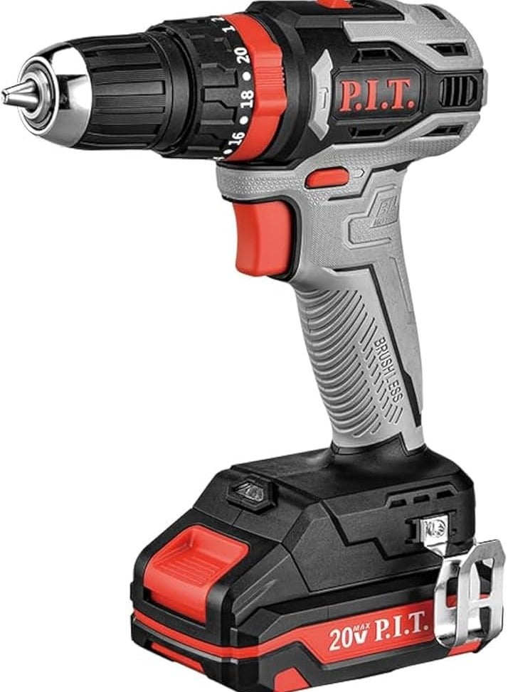 بي اي تي دريل هامر بطارية (20) فولت راس (10)مم P.I.T PSR18-D4 مع بطاريتين وشاحن - Image 1