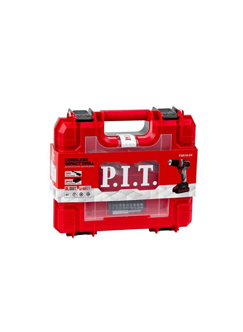 بي اي تي دريل هامر بطارية (20) فولت راس (10)مم P.I.T PSR18-D4 مع بطاريتين وشاحن - Image 2
