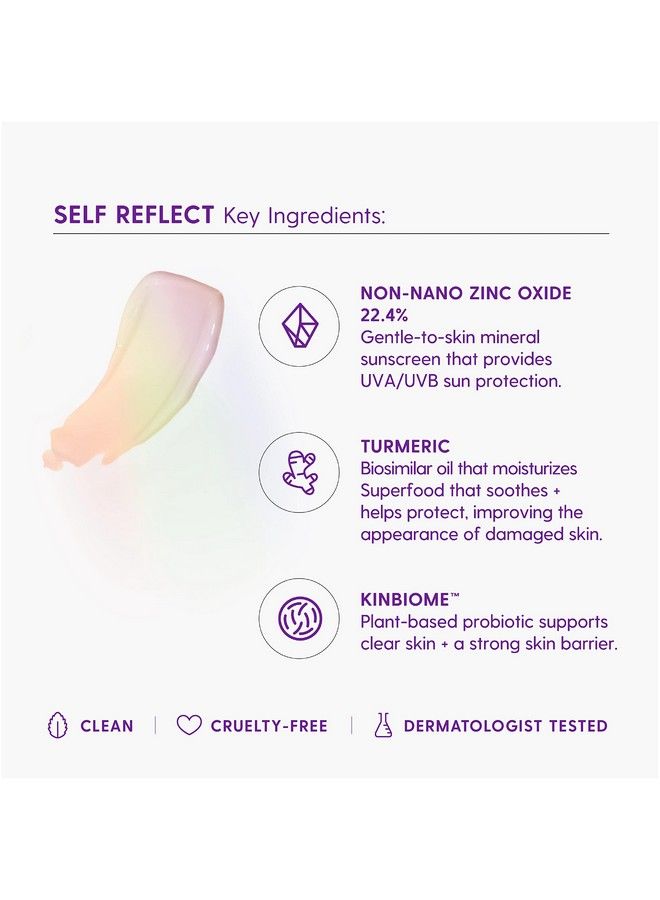 Kinship Self Reflect Probiotic Moisturizing Facial Sunscreen Zinc Oxide Spf 32 Sheer Mineral Sunscreen Reef Safe Spf Moisturizer For Glowing Skin Cruelty Free (1.75 Oz) - Image 4