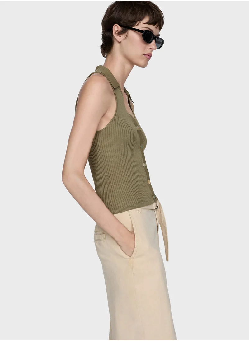 MANGO Buttoned Knit Top