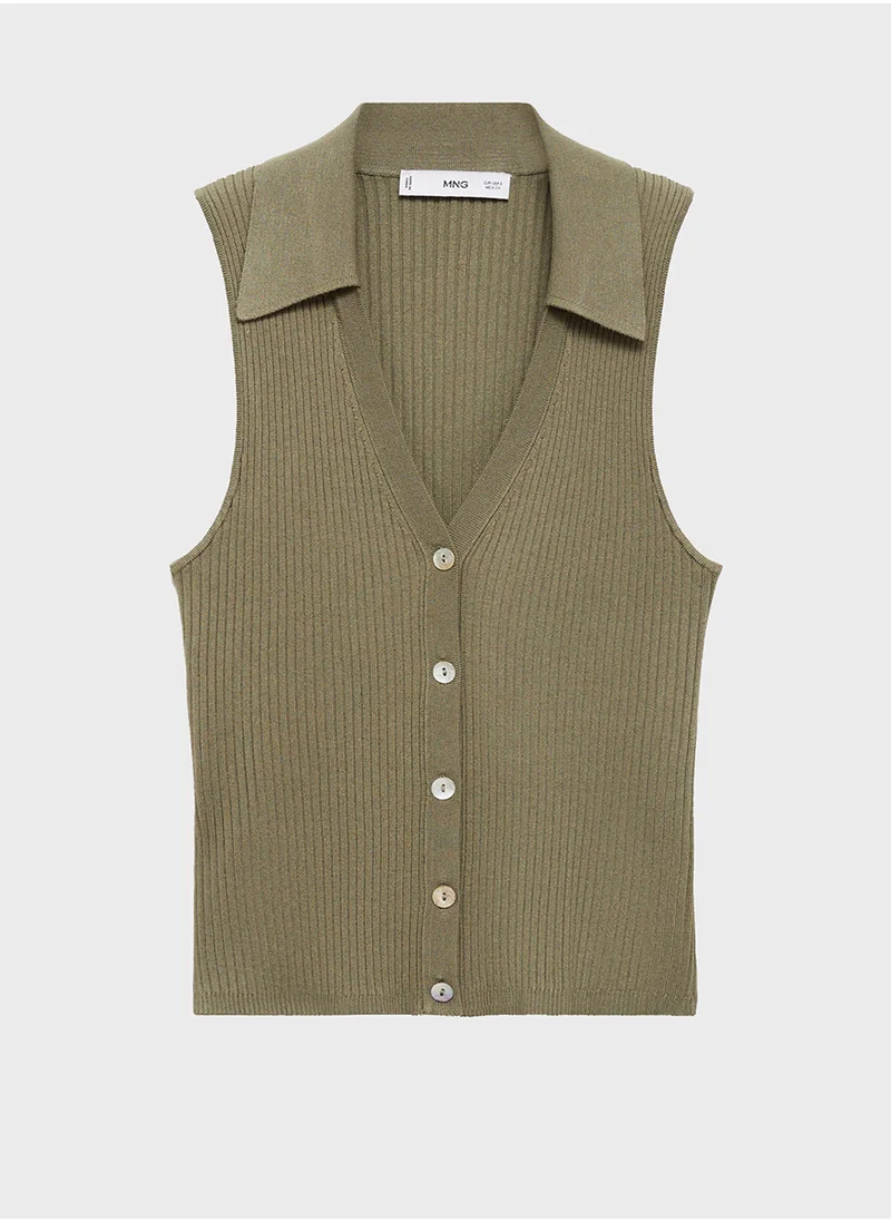 MANGO Buttoned Knit Top