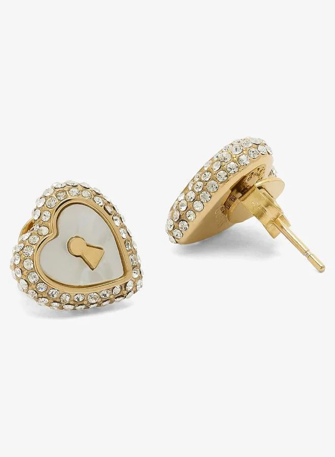 GUESS Pearly Heart Stud Earrings