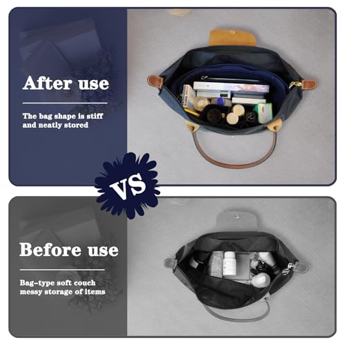 Lckaey Purse Organizer Insert for Longchamp Le Pliage Handbags Insert Felt Organizer1014navyblue-L - Image 2