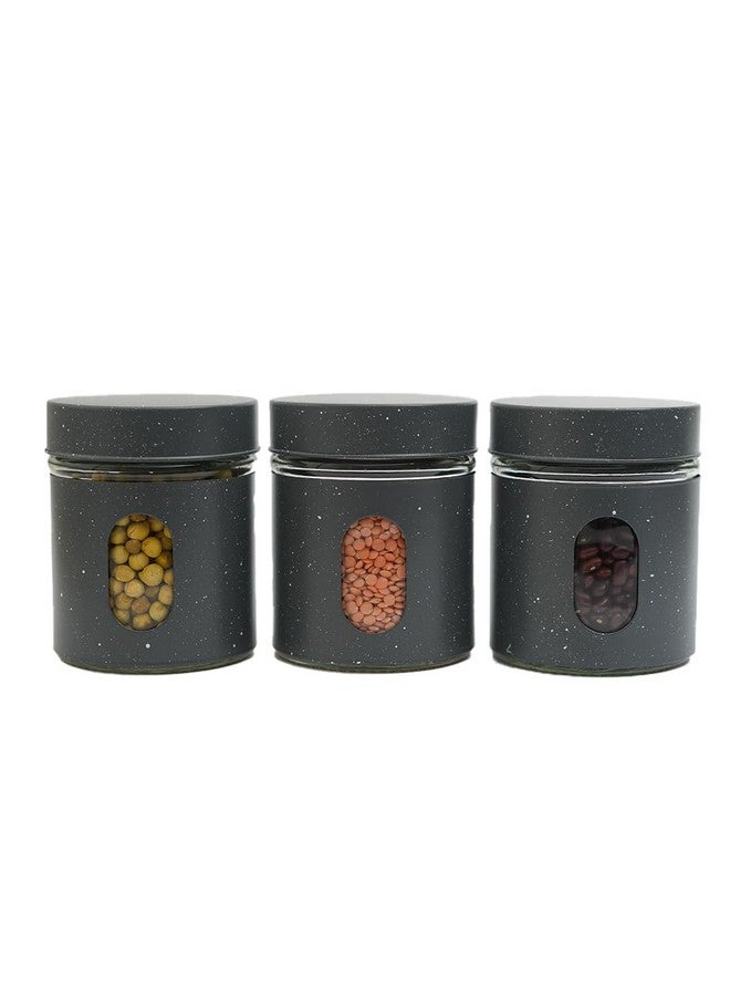 Femora Femora Clear Glass Oval Shape Window with Carbon Steel Jacketed Glass Jars | 1 Year Warranty | Airtght | Jars for Snacks, Fry Food, Masala, Spice, Pickles, Cookies |300 ML | Set Of 3 | Blue-Green - Image 3