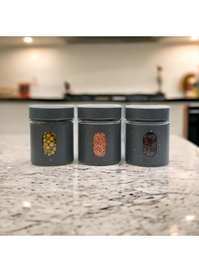 Femora Femora Clear Glass Oval Shape Window with Carbon Steel Jacketed Glass Jars | 1 Year Warranty | Airtght | Jars for Snacks, Fry Food, Masala, Spice, Pickles, Cookies |300 ML | Set Of 3 | Blue-Green - Image 4