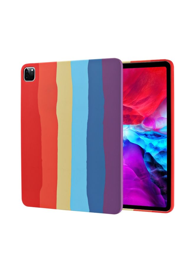 HuHa Case Cover For iPad Pro 12.9 inch 2020 Rainbow Liquid Silicone + PC Shockproof Protective Tablet Case 