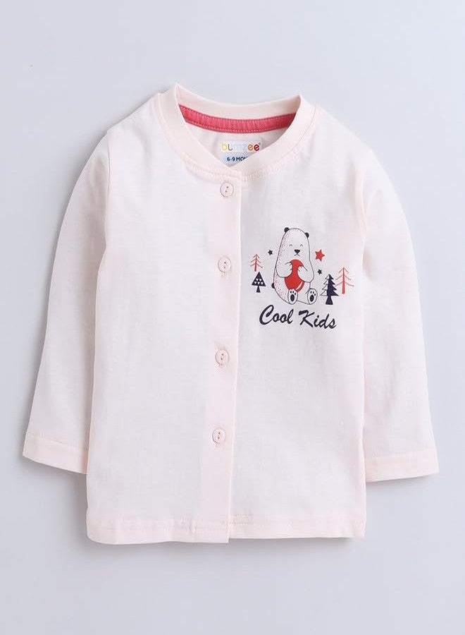 BUMZEE Peach Baby Boys Full Sleeves Jabla & Pyjama Set Age - 0-3 Months (Peb9555B-pch) - Image 2