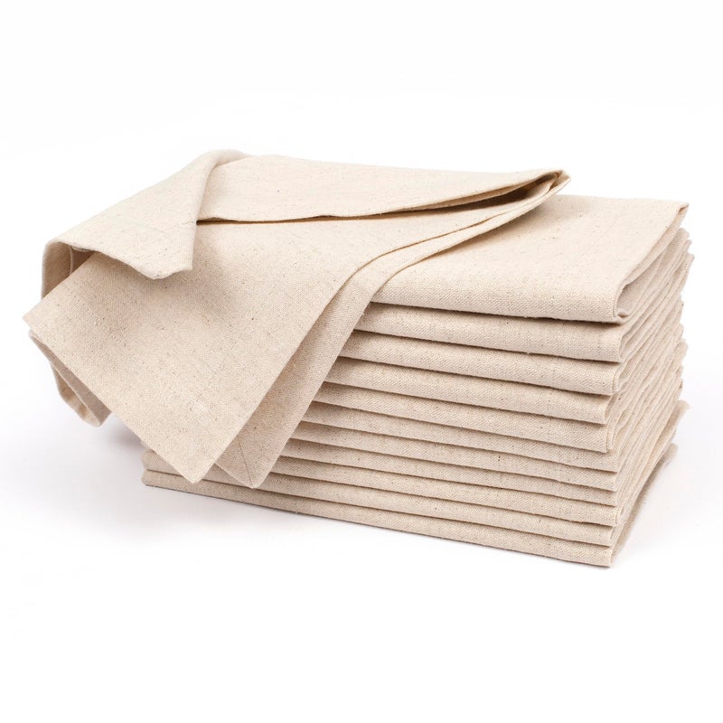 Homidate Linen Flax Cotton Cloth Dinner Napkins Set of 12 18x18 Natural Hemstitched Reusable Fabric Napkins for Weddings Parties Dinners Table Dcor Elegant Durable