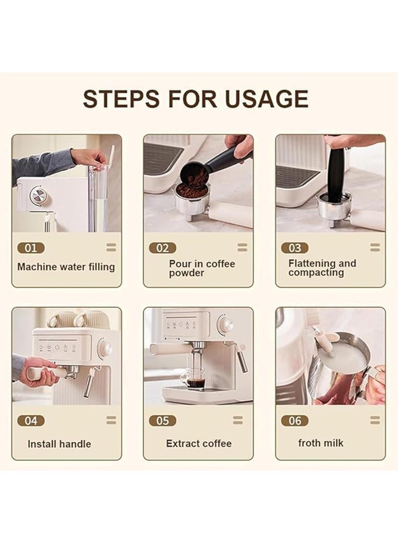 GT-Wheel Coffee Maker 20 Bar 850W Automatic Mini Coffee Machine with Portafilter 92℃ Smart 3 Level Adjustable Steam for Latte Art Espresso - Image 2