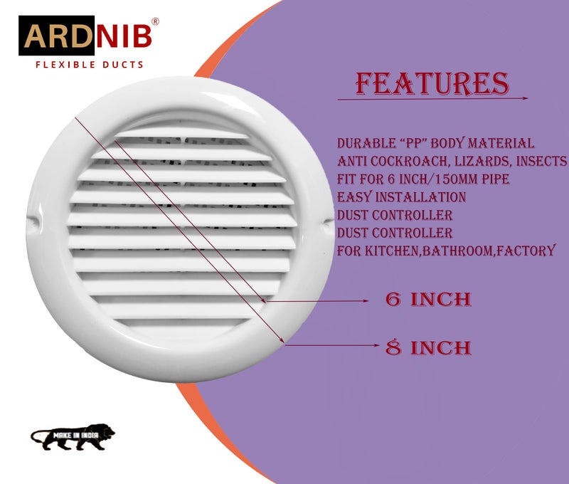 Ardnib Chimney Pipe Vent Cover 6 Inch/150mm for Kitchen Chimney Pipe Outer Vent Cover Cover/Ventilation Cap/Chimney Exhaust Pipe Cowl Cover White - Image 5
