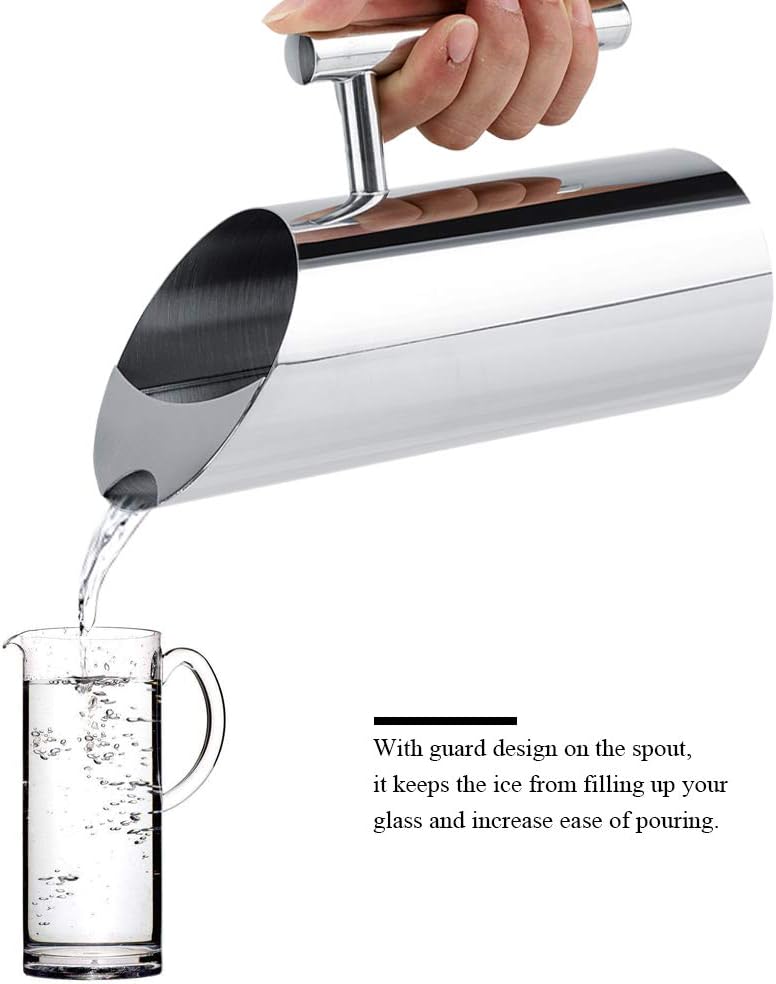woobles Water Pitcher with Ice Guard, Stainless Steel Water Jug Drinking Pitcher Home Hotel Serving Tool with Handle for Serving Water, Iced Tea Carafe and Other Cold Drinks(1L)-1L - Image 3