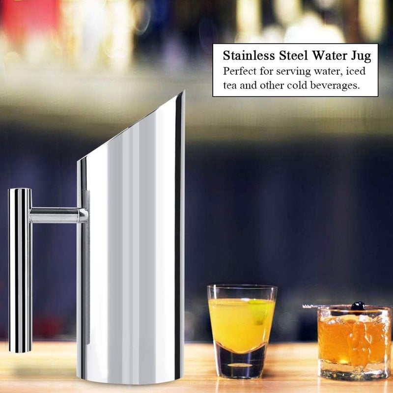 woobles Water Pitcher with Ice Guard, Stainless Steel Water Jug Drinking Pitcher Home Hotel Serving Tool with Handle for Serving Water, Iced Tea Carafe and Other Cold Drinks(1L)-1L - Image 2