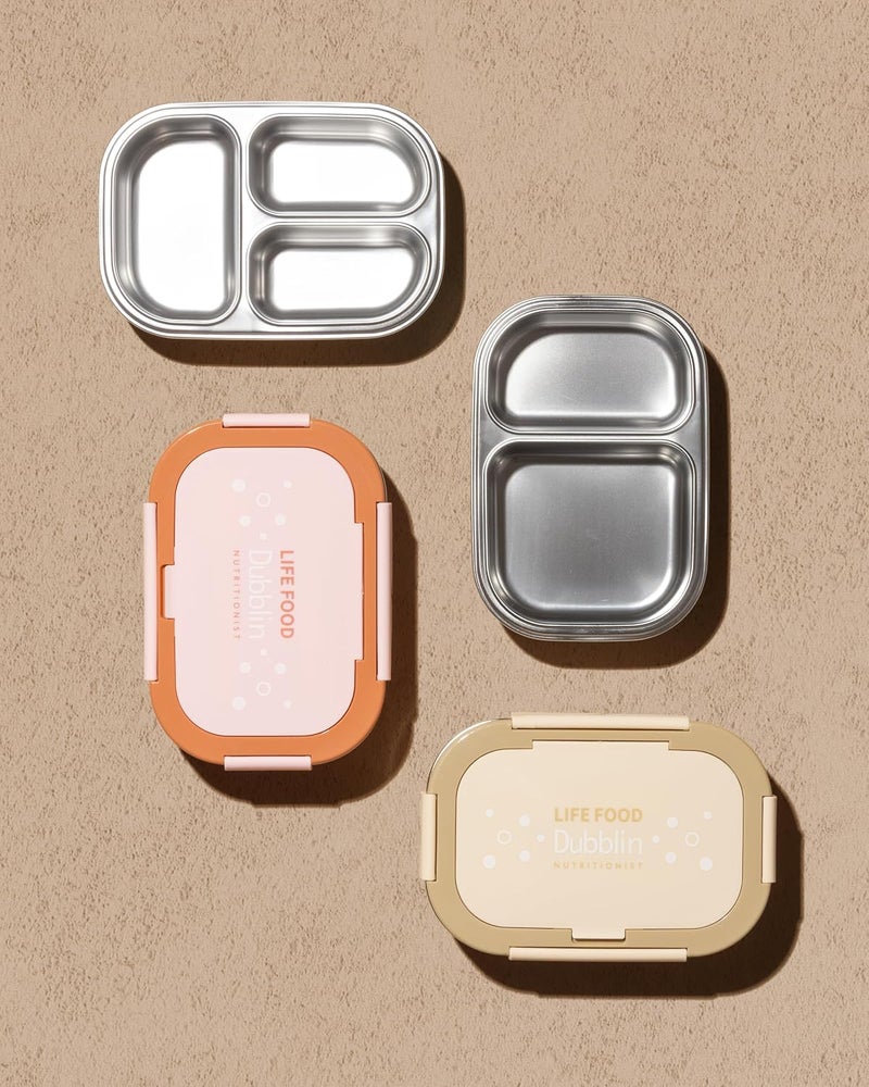 DUBBLIN Bento Two Compartment Lunch Box | BPA-Free Insulated Body | Four-Side Lock | Durable & Compact with Spoon & Sabzi Container Inside, Brown,750ml - Image 3
