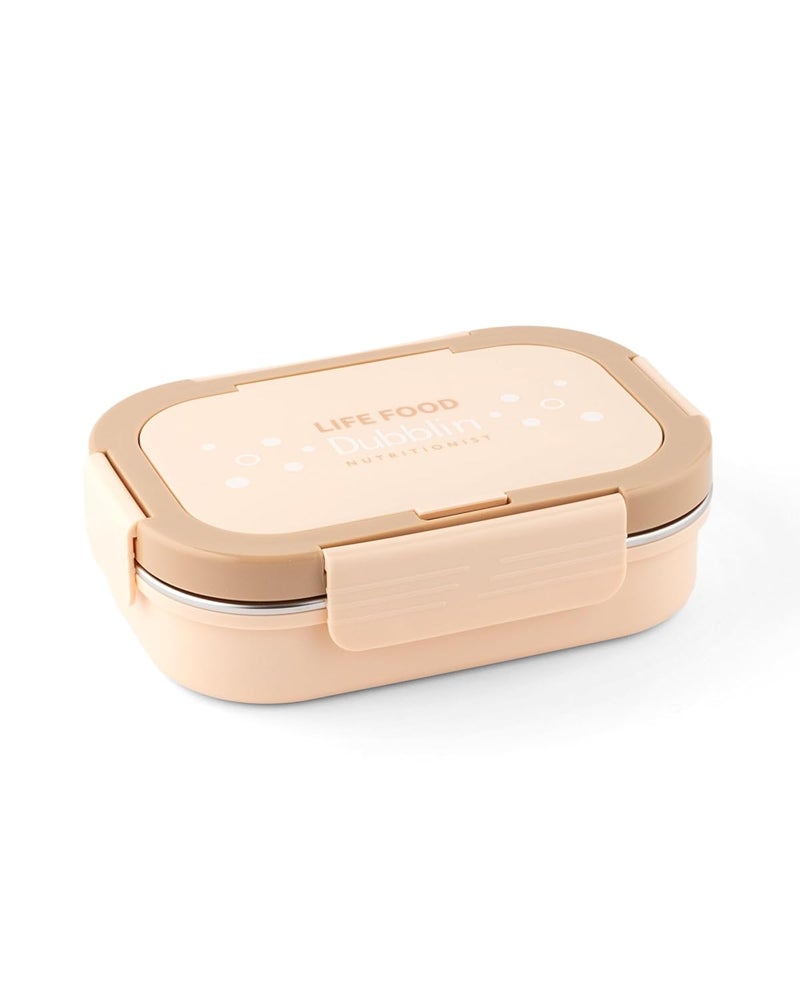 DUBBLIN Bento Two Compartment Lunch Box | BPA-Free Insulated Body | Four-Side Lock | Durable & Compact with Spoon & Sabzi Container Inside, Brown,750ml - Image 1