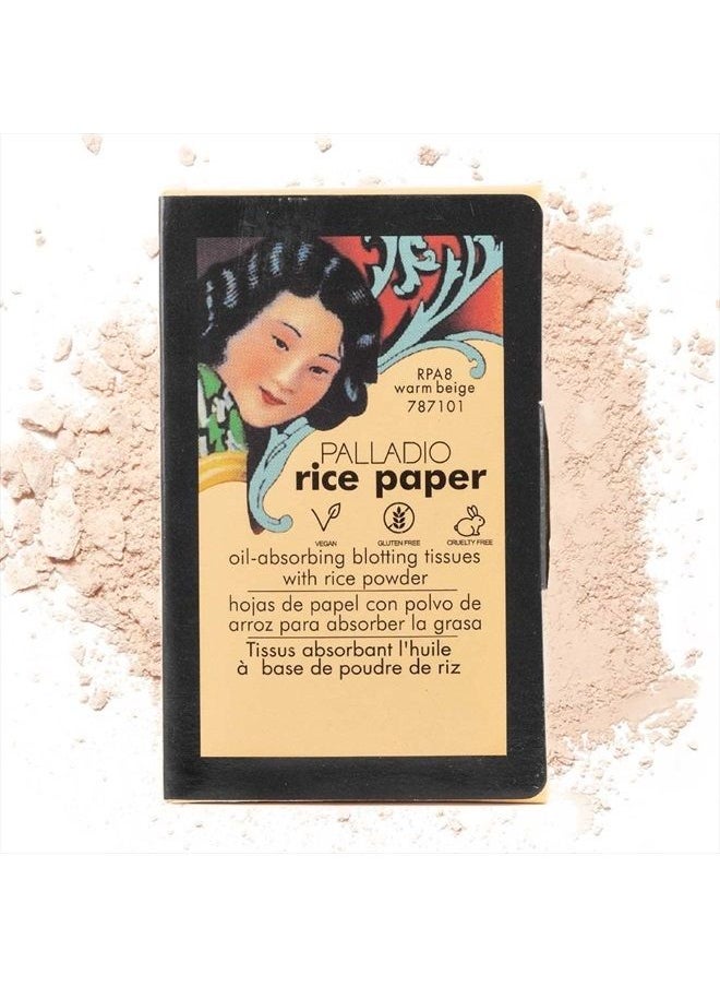 PALLADIO - Rice Paper Facial Tissues for Oily Skin, Face Blotting Sheets Made from Natural Rice, Oil Absorbing Paper with Rice Powder, 2 Sided, Instant Results, Warm Beige, 40 Count, Pack of 1 - Image 1