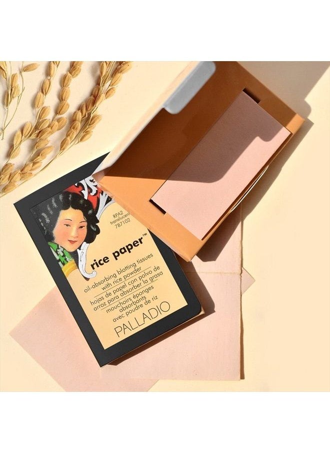 PALLADIO - Rice Paper Facial Tissues for Oily Skin, Face Blotting Sheets Made from Natural Rice, Oil Absorbing Paper with Rice Powder, 2 Sided, Instant Results, Warm Beige, 40 Count, Pack of 1 - Image 1