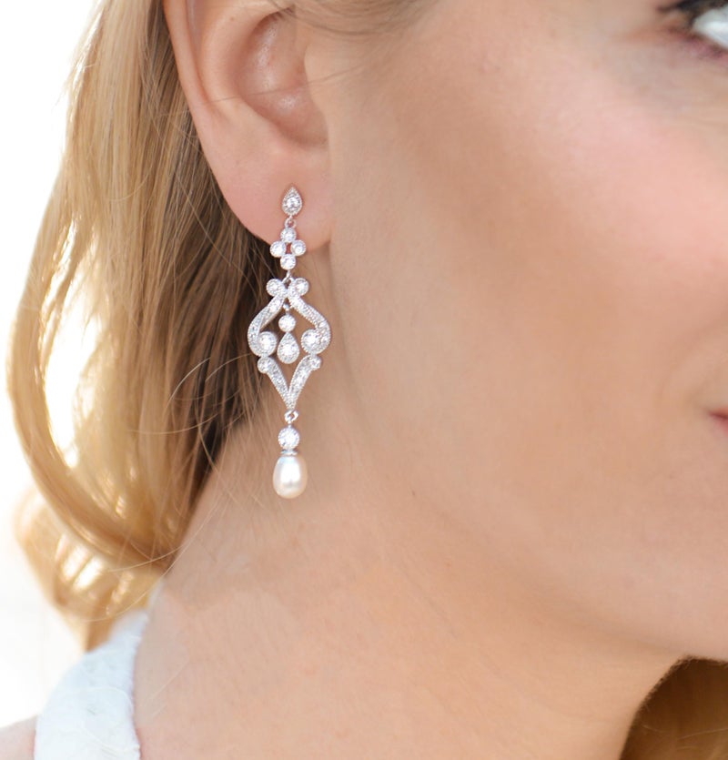 Mariell Bridal Wedding Freshwater Pearl Drop Earrings for Brides, Bridesmaid, Prom, Mother of the Bride - Image 3