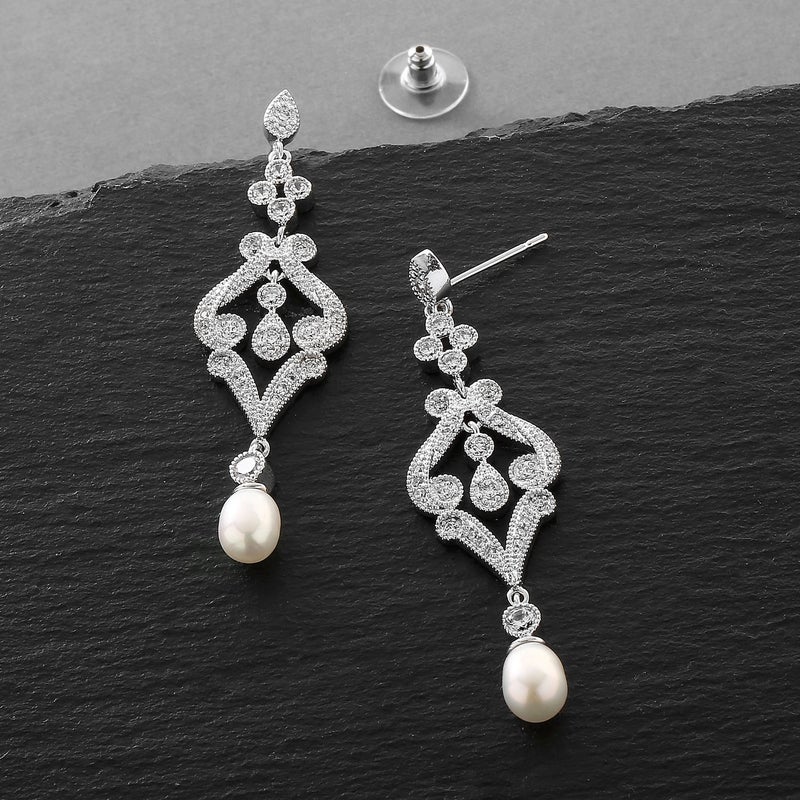 Mariell Bridal Wedding Freshwater Pearl Drop Earrings for Brides, Bridesmaid, Prom, Mother of the Bride - Image 4