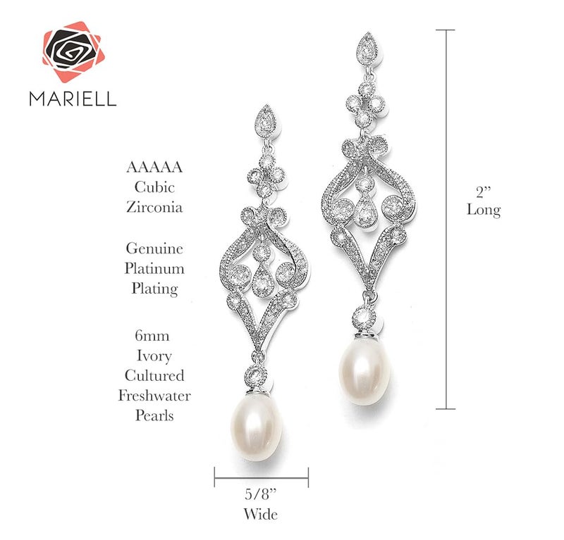 Mariell Bridal Wedding Freshwater Pearl Drop Earrings for Brides, Bridesmaid, Prom, Mother of the Bride - Image 5