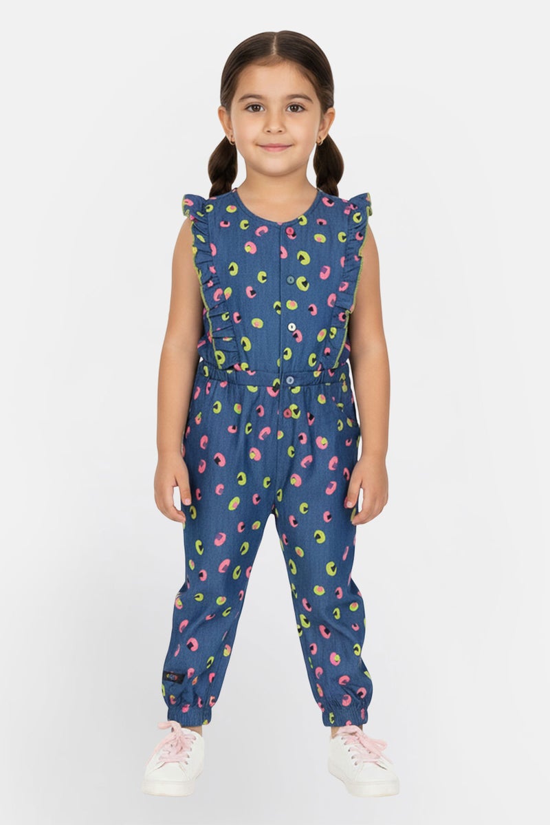 Overkids Toddlers Girl Allover Print Sleeveless Romper, Multicolor - Image 1