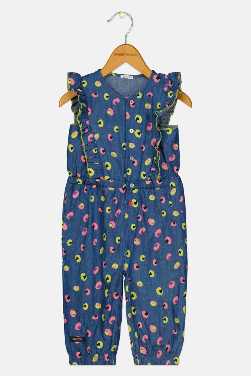 Overkids Toddlers Girl Allover Print Sleeveless Romper, Multicolor - Image 2