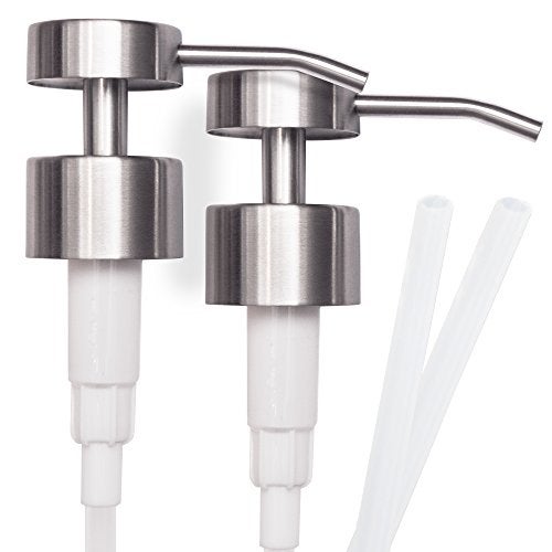 Top Home Store Elegant Flat Top Stainless Steel Soap and Lotion Dispenser Pumps (Brushed Nickel, 2 Pack) - Image 1